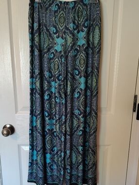 live and let live Blue and Teal Paisley Flowy Pants Medium Petite